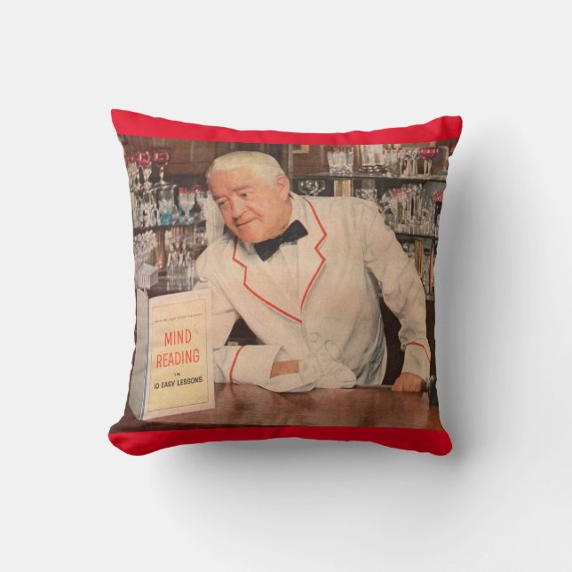 mind-reading at the bar throw pillow (Front)