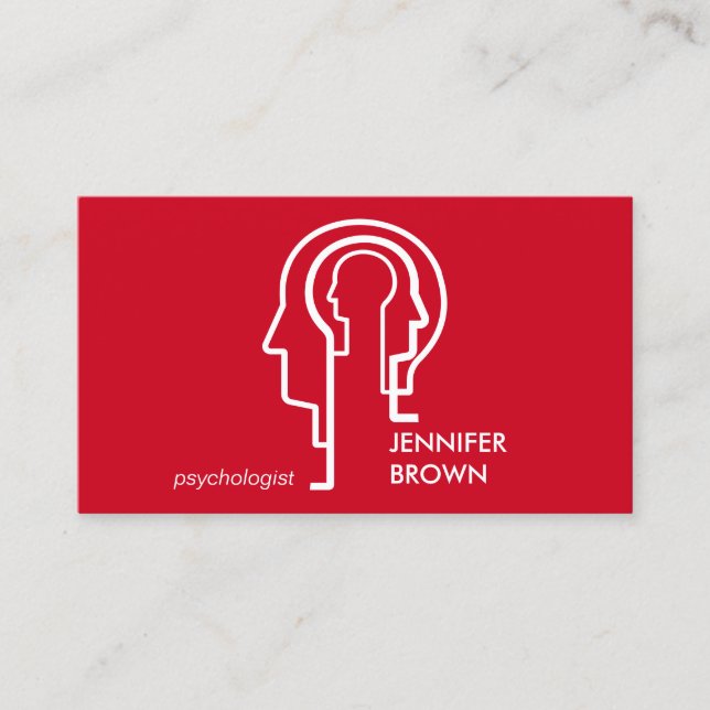 Mind Science Human Head Red Psychology Business Card (Front)