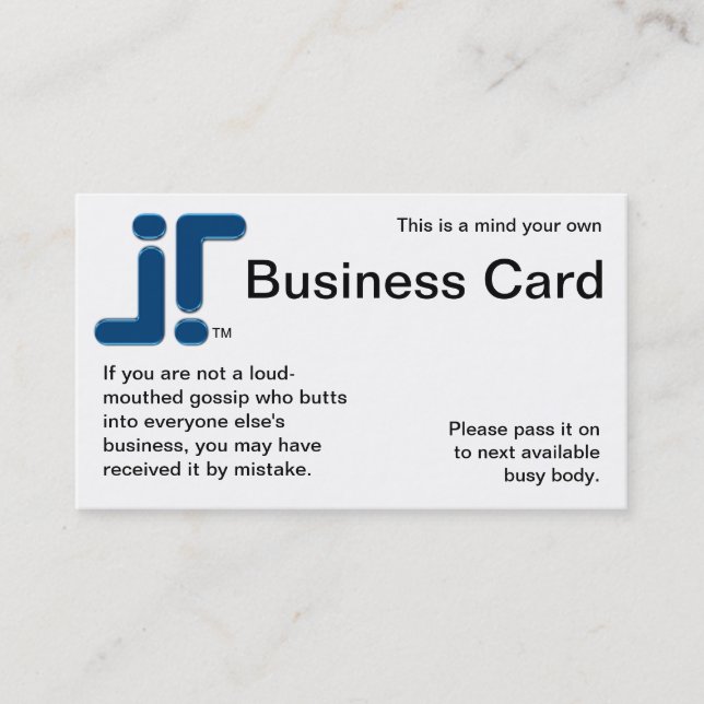 Mind Your Own Business Card (Front)