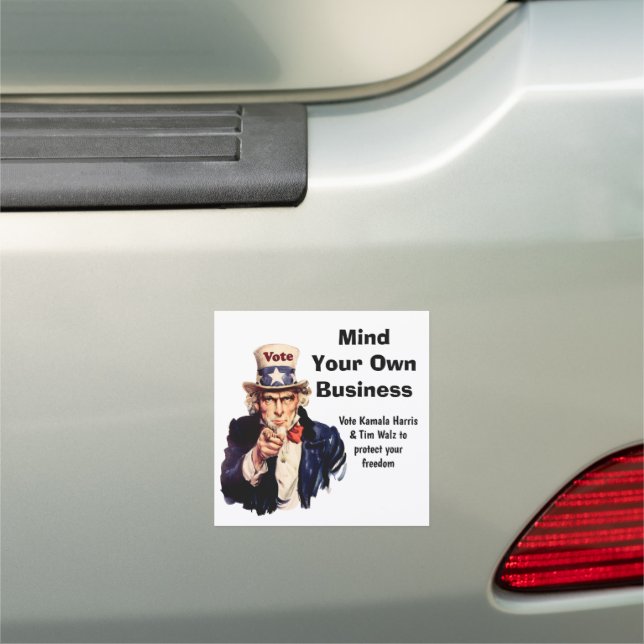 Mind Your Own Business Harris Walz 2024 Car Magnet (In Situ)