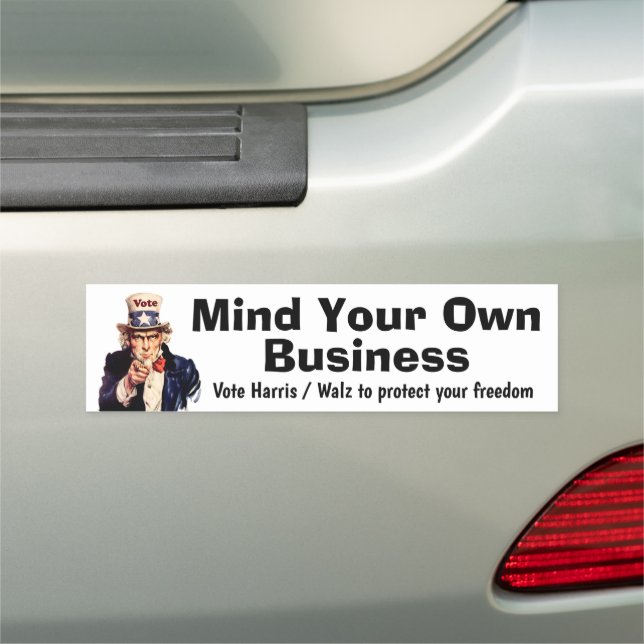 Mind Your Own Business Harris Walz 2024 Car Magnet (In Situ)