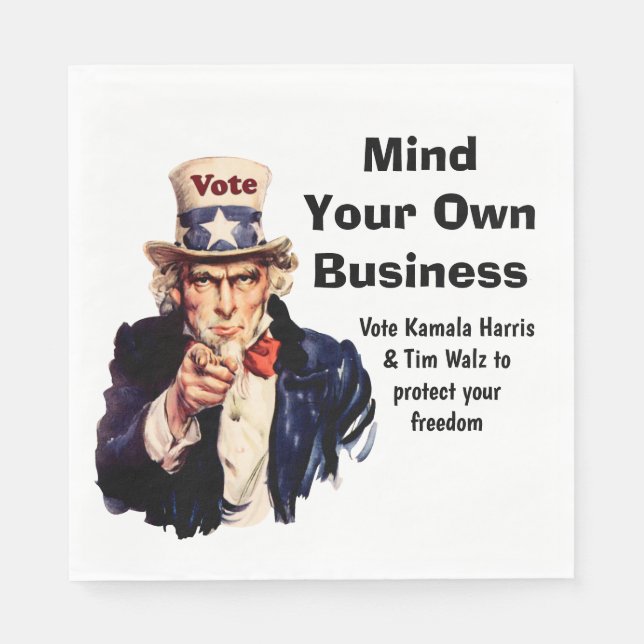 Mind Your Own Business Harris Walz 2024 Napkins (Front)
