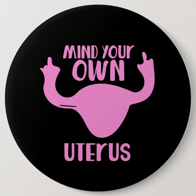 Mind your own uterus pro-choice button (Front)