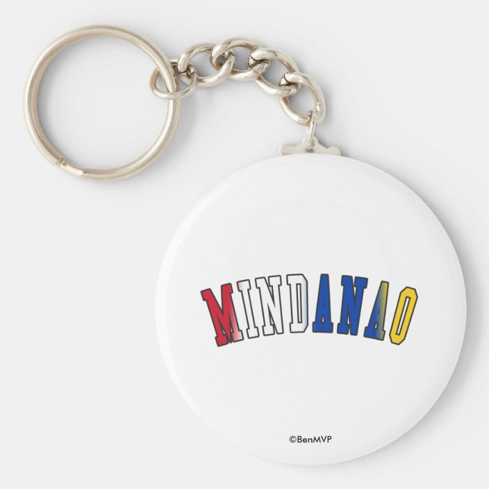 Mindanao in Philippines National Flag Colors Keychain