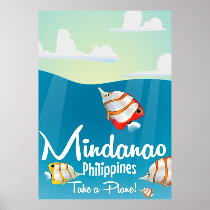 Mindanao Philippines Cartoon Travel Poster Zazzle