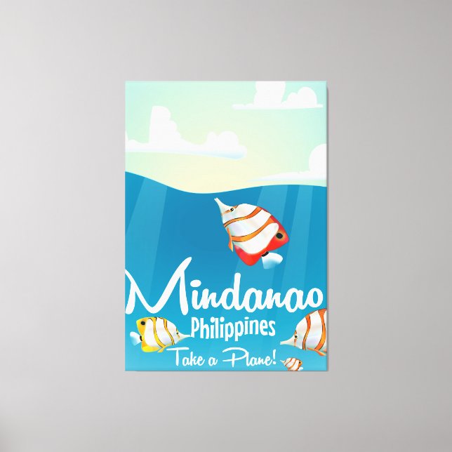 Mindanao, philippines cartoon travel poster canvas print (Front)