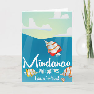 Mindanao, philippines cartoon travel poster holiday card