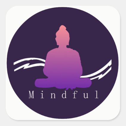 "Mindful" Beautiful Buddha. Square Sticker