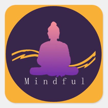 "Mindful" Beautiful Buddha. Square Sticker