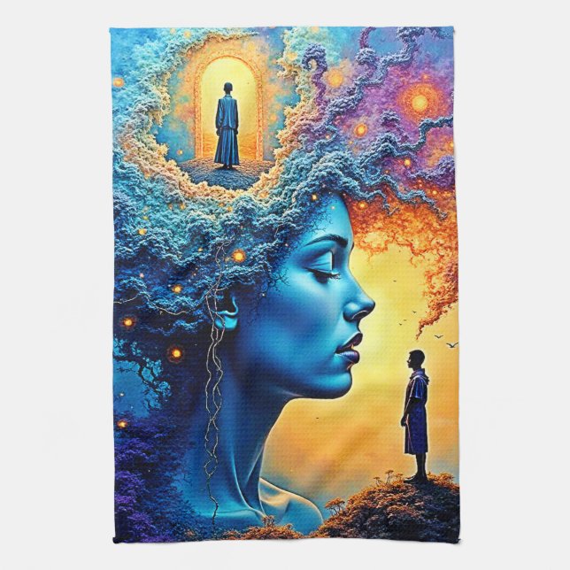 Mindful Cosmic Journey Kitchen Towel (Vertical)