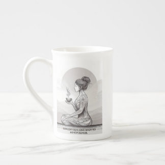 Mindful Espresso Zen Meditation One Shot Buddha Bone China Mug