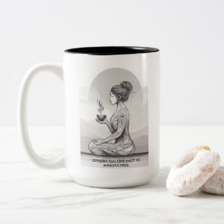 Mindful Espresso Zen Meditation One Shot Buddha Two-Tone Coffee Mug