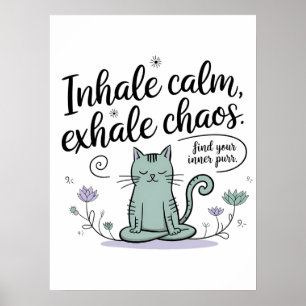 Mindful Meditation Cat Sketch Book Design Poster