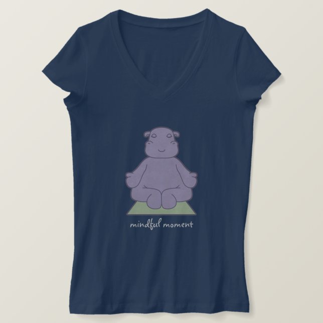 Mindful Moment Hippo Ladies Dark T-Shirt (Design Front)
