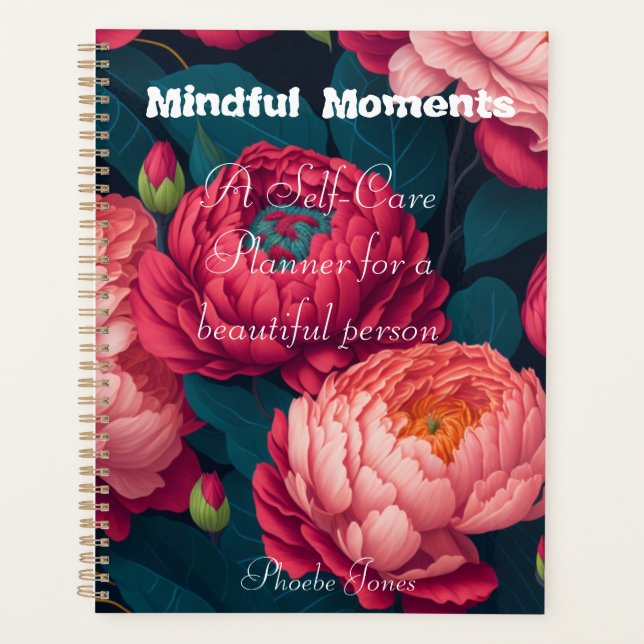 Mindful Moments:Elegant Peonies Self-Care Planner  (Front)