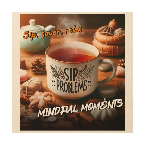 Mindful Moments Sip Savor Relax Wood Wall Art