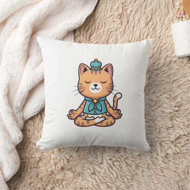 Mindful Monarch Cat Throw Pillow (Blanket)