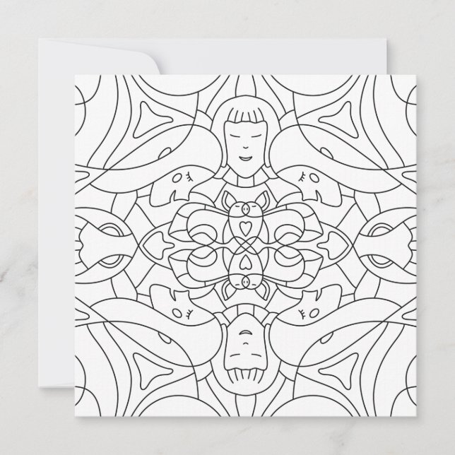 Mindful Summer: Cute and Playful Coloring Card  (Front)