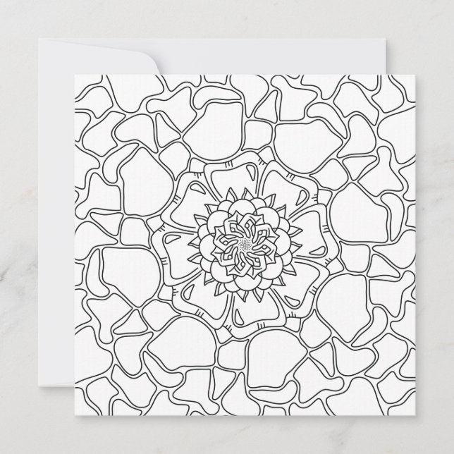 Mindful Summer: Floral Pattern Coloring Card (Front)
