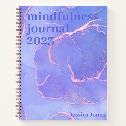 Mindfulness Blue Gold Watercolor Marbled Notebook