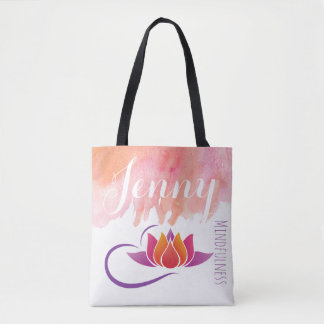 Mindfulness Gift Yoga Lotus Flower Add Name Tote