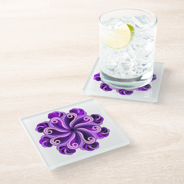 Mindfulness Mandala Design Glass Coaster (Angled)