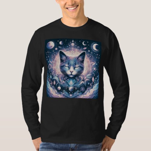  Mindfulness meditation cat in space T_Shirt