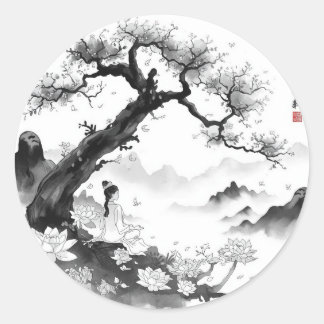 Mindfulness & Meditation Painting Images. Classic Round Sticker