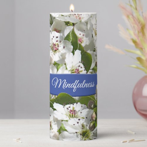 Mindfulness Spring Tree Blossoms Yoga Pillar Candle