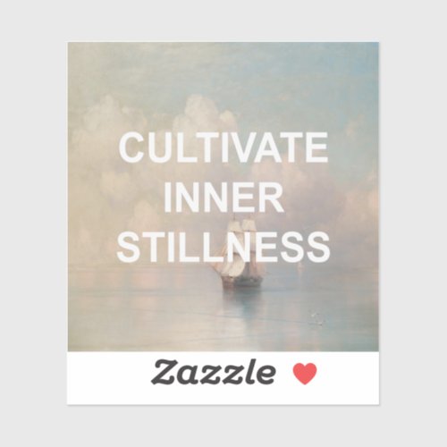 Mindfulness Text Quote  Vintage Seascape Painting Sticker