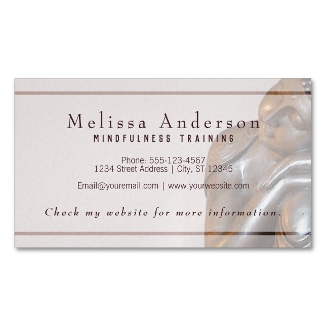 Mindfulness Training Peaceful Healing Buddha Business Card Magnet (Front)