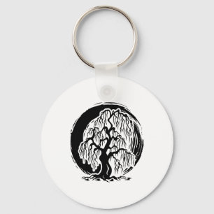 Mindfulness Weeping Willow Tree Meditation Buddhis Keychain