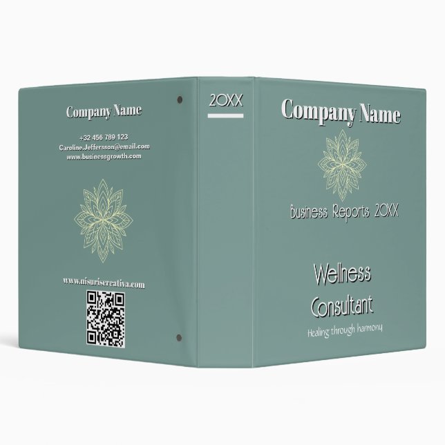 Mindfulness Wellness Consultant Zen  Lotus Teal 3 Ring Binder (Background)
