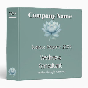 Mindfulness Wellness Consultant Zen  Lotus Teal 3 Ring Binder