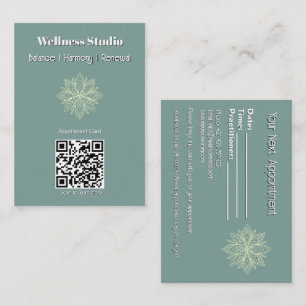 Mindfulness Wellness Consultant Zen Lotus Teal Appointment Card