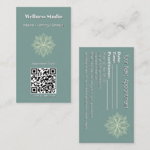 Mindfulness Wellness Consultant Zen Lotus Teal Appointment Card