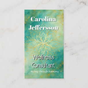 Mindfulness Wellness Consultant Zen  Lotus Teal Business Card
