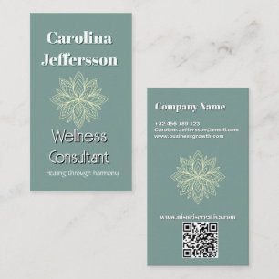 Mindfulness Wellness Consultant Zen Lotus Teal Business Card