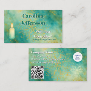 Mindfulness Wellness Consultant Zen Lotus Teal Business Card
