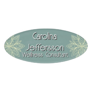 Mindfulness Wellness Consultant Zen Lotus Teal Name Tag