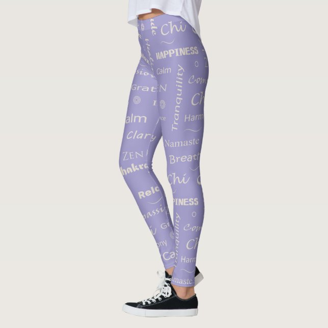 Mindfulness Wellness Words Typographic Pattern Leggings (Left)