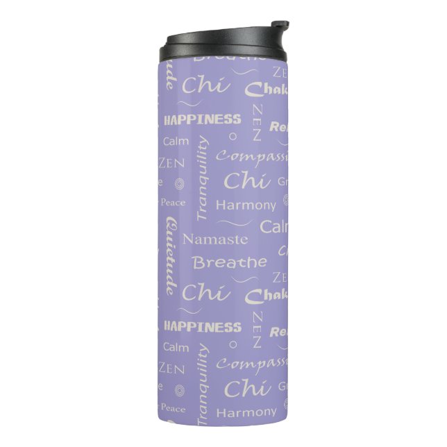 Mindfulness Wellness Words Typographic Pattern Thermal Tumbler (Rotated Left)