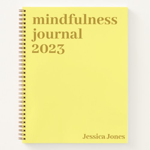 Mindfulness Yellow Gold Minimalist Name Notebook