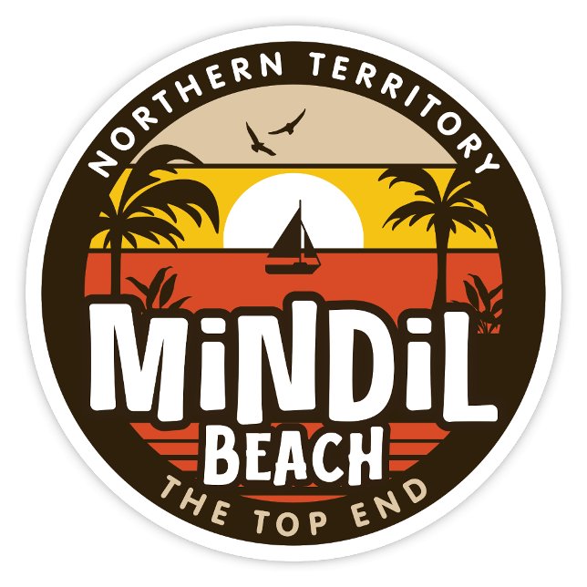 Mindil Beach, Northern Territory Australia Sticker (Mindil Beach, Darwin Northern Territory Australia, Retro Round Sticker)