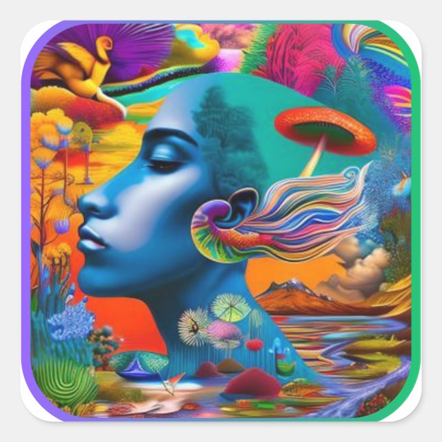 Mindscape Psychedelic Colorful Good Trip #2 Square Sticker (Front)