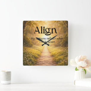 Mindset Affirmation for Home Office Wellness Space Square Wall Clock