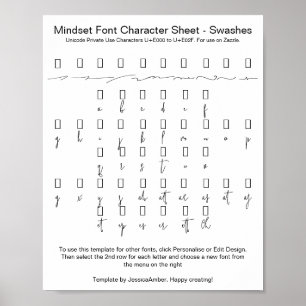 Mindset Font Character Sheet Swashes for Zazzle Poster