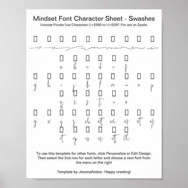 Mindset Font Character Sheet Swashes for Zazzle Poster (Front)