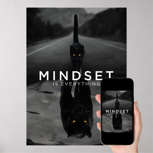 Mindset Is Everything Black Cat Panther Water Poster Zazzle