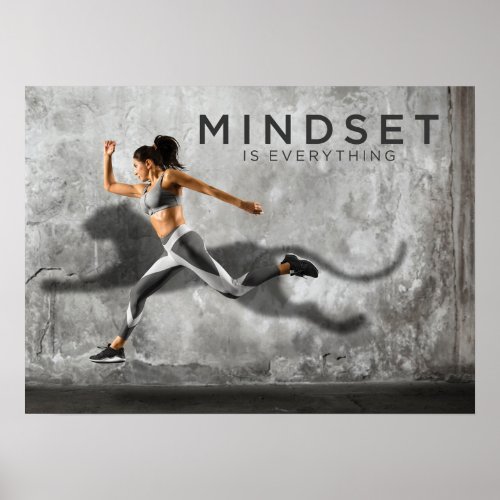 Mindset Is Everything _ Fitness Girl Running Poster